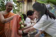 Floral Merit Making Ceremony For The Buddhist Lent Day.