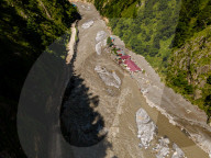 Aerial View Of Rasuwagadhi Flood Devastation In Nepal