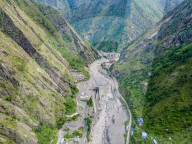 Aerial View Of Rasuwagadhi Flood Devastation In Nepal