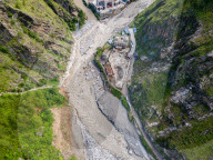 Aerial View Of Rasuwagadhi Flood Devastation In Nepal
