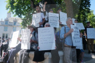 Palestine Action Supporters Gather Outside Parliament In Westminster, London