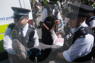 Palestine Action Supporters Gather Outside Parliament In Westminster, London