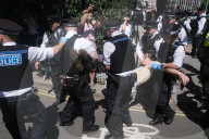 Palestine Action Supporters Gather Outside Parliament In Westminster, London