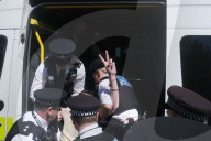 Palestine Action Supporters Gather Outside Parliament In Westminster, London