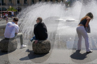 People At Fountain At Karlsplatz Stachus In Munich