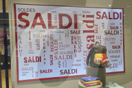 Italian Sales Sign In Fashion Store Window
