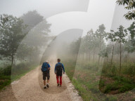 Walking From Santiago To Muxia, In Spain.
