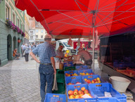 Weekly Market In A Historic German Town Centre