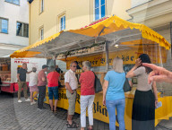 Weekly Market In A Historic German Town Centre