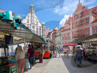 Weekly Market In A Historic German Town Centre