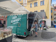 Weekly Market In A Historic German Town Centre
