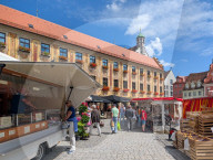 Weekly Market In A Historic German Town Centre