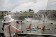 Stand Up Paddleboard Parade in Moscow
