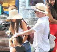 Macaulay Culkin and Brenda Song grab flowers at the Farmers Market