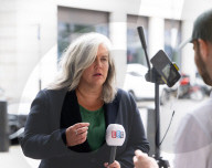 Guests depart Sunday with Laura Kuenssberg at the BBC, Broadcasting House, London, UK. 