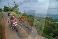 First Day Of School Passing Landslide-affected Road In Jatigede, Indonesia