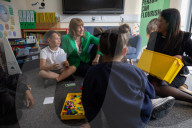 Chancellor of the Exchequer Rachel Reeves and Secretary of State for Digital, Media, Culture and Sport Lisa Nandy, visit a school in Wigan