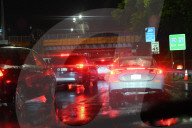 Cars Are At A Standstill As Commuters Make Their Way On The Lower Level Of The George Washington Bridge During Severe Weather