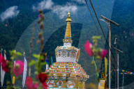 Buddhist Chorten At Dhunche Bazaar, Rasuwa, Nepal