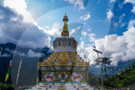 Buddhist Chorten At Dhunche Bazaar, Rasuwa, Nepal
