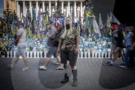 Soldier With Prosthetic Leg On The Maidan In Kiev