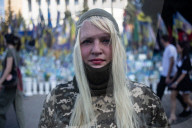 Soldier With Prosthetic Leg On The Maidan In Kiev