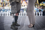 Soldier With Prosthetic Leg On The Maidan In Kiev