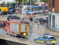 Emergency Response With Fire Engine And Police Car In Munich