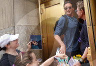 Hugh Jackman Spotted By Midtown Crowd Wearing Cycle Helmet In New York City - 18 Jul 2025
