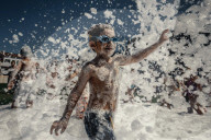 Foam Party At Sant Marti Festival in Spain