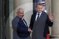France's Macron Welcomes Vanuatu PM Napat at Elysee Palace in Paris