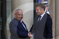 France's Macron Welcomes Vanuatu PM Napat at Elysee Palace in Paris
