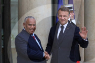 France's Macron Welcomes Vanuatu PM Napat at Elysee Palace in Paris