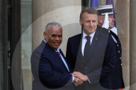 France's Macron Welcomes Vanuatu PM Napat at Elysee Palace in Paris