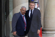 France's Macron Welcomes Vanuatu PM Napat at Elysee Palace in Paris
