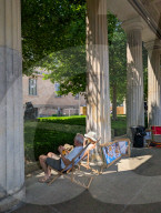 Colonnade Courtyard On Museum Island At Old National Gallery In Berlin