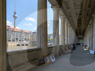 Colonnade Courtyard On Museum Island At Old National Gallery In Berlin