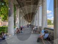 Colonnade Courtyard On Museum Island At Old National Gallery In Berlin