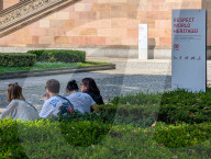 Colonnade Courtyard On Museum Island At Old National Gallery In Berlin