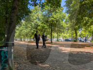 Police Patrol Opposite Holocaust Memorial In Berlin