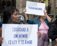 Rally In Support Of Juana Rivas And Her Youngest Son Daniel In Barcelona.