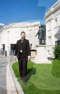 Jeremy Deller's The Triumph of Art outside the National Gallery, London, UK.