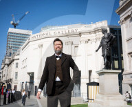 Jeremy Deller's The Triumph of Art outside the National Gallery, London, UK.