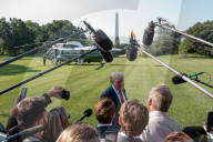 President Trump Departs White House for Scotland Trip Amid Press Gaggle