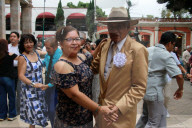 People Dance Danzón In The Center Of The Tlalpan Borough In Mexico City.