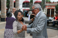 People Dance Danzón In The Center Of The Tlalpan Borough In Mexico City.