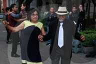 People Dance Danzón In The Center Of The Tlalpan Borough In Mexico City.