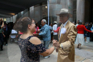People Dance Danzón In The Center Of The Tlalpan Borough In Mexico City.