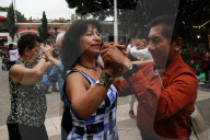 People Dance Danzón In The Center Of The Tlalpan Borough In Mexico City.