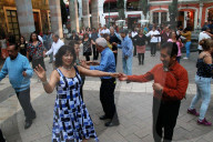 People Dance Danzón In The Center Of The Tlalpan Borough In Mexico City.